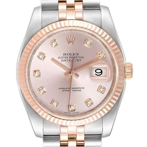 rolex datejust rose gold diamond bezel|rolex datejust 36 with diamonds.